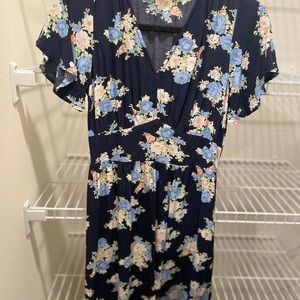 LOFT Blue Mini Dress with Flutter Sleeves and Pockets